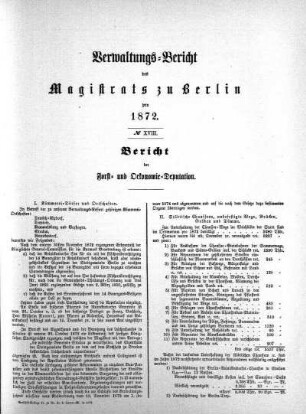 No. XVIII. Bericht der Forst- und Oekonomie-Deputation