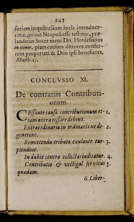Conclusio XI. De contrariis Contributionum.
