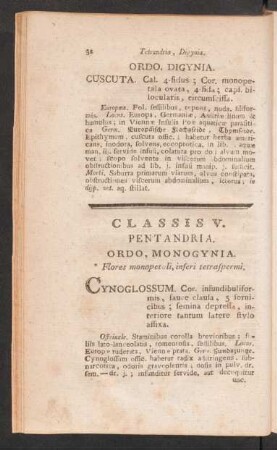 Classis V. Pentandria. Ordo, Monogynia.