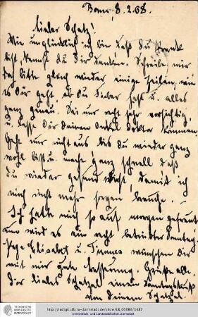 Postkarte vom 08.02.1908