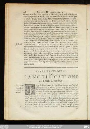Locus Duodecimus; De Sanctificatione & Bonis Operibus.