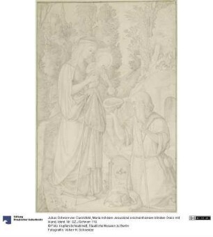 Maria mit dem Jesuskind erscheint einem blinden Greis mit Hund