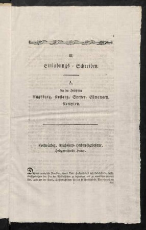 III. Einladungs-Schreiben