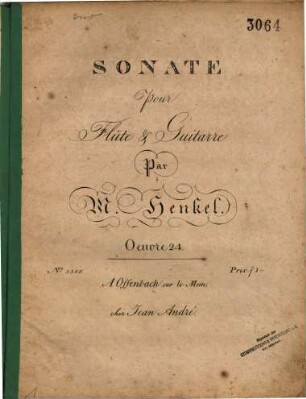 Sonate pour flûte & guitarre : oeuvre 24