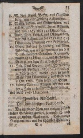 Zwölfter Abschnitt. Von dem hiesigen Rathhause.