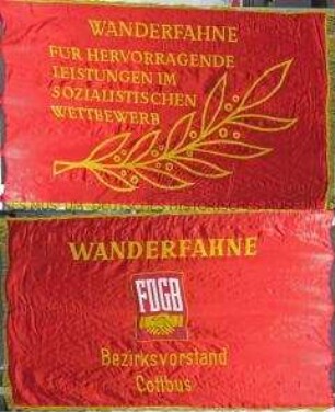 Wanderfahne des Freien Deutschen Gewerkschaftsbundes Kreisvorstand Cottbus