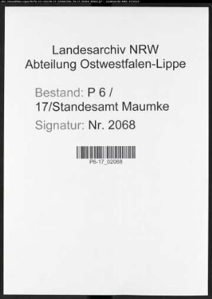 Sterberegister Standesamt Maumke