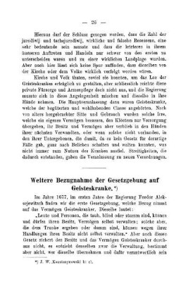 Weitere Bezugnahme der Gesetzgebung auf Geisteskranke.