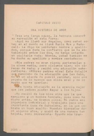 Capítulo XVIII - Una historia de amor
