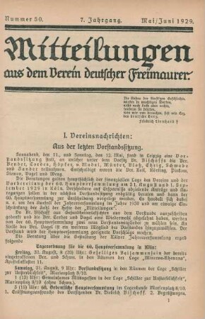 Nummer 50. 7. Jahrgang. Mai/Juni 1929.