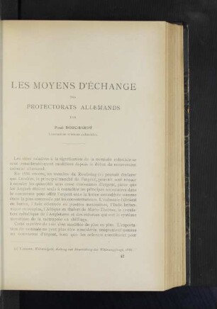 Les Moyens D'Échange Des Protectorats Allemands.