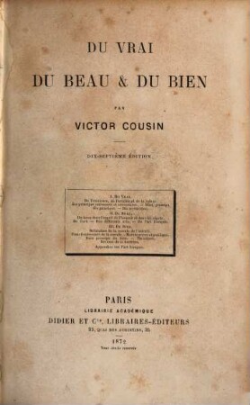 Du vrai, du beau et du bien