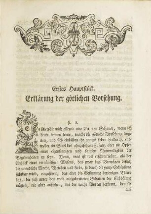 Erstes Hauptstück. Erklärung der götlichen Vorsehung