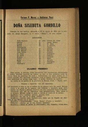 Doña Sisebuta Gordillo : comedia en tres cuadros