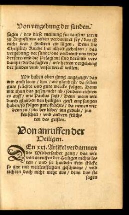Von anruffen der Heiligen.