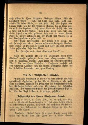 Festpredigt des Herrn Kirchenrat Sperl.