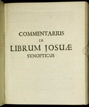Commentarius In Librum Josuæ Synopticus.