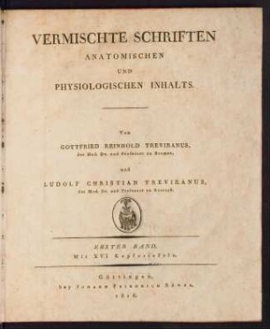 Vermischte Schriften anatomischen und physiologischen Inhalts; Bd. 1