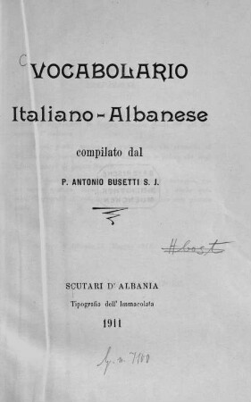 Vocabolario italiano-albanese