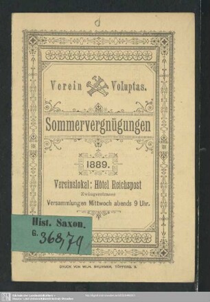 Sommervergnügen 1889 : [Monate April - September]