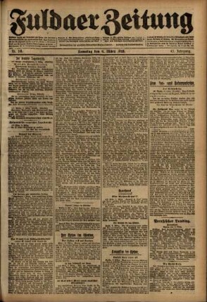 Ausgabe vom Samstag, den 09. März 1918.