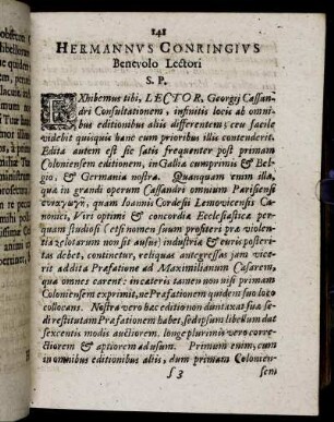 Hermannus Conringus Benevolo Lectori.