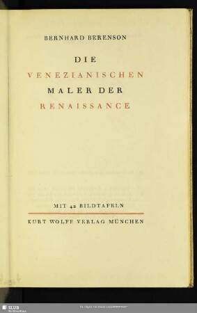 Die venezianischen Maler der Renaissance