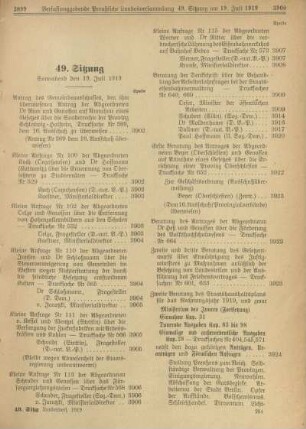 49. Sitzung, Sonnabend den 19. Juli 1919