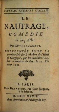 Le Naufrage : Comédie en cinq actes