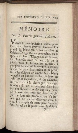 Mémoire Sur les Pierres gravées factices.