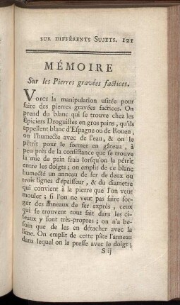 Mémoire Sur les Pierres gravées factices.