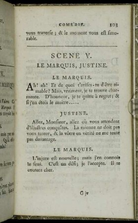 Scene V. Le Marquis, Justine