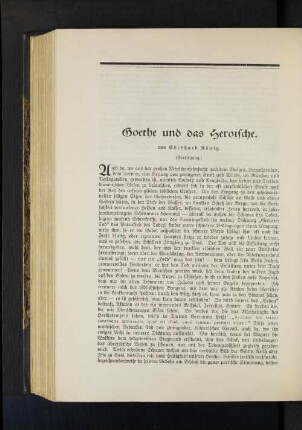 Goethe und das Heroische. Von Eberhard König. (Fortsetzung.)