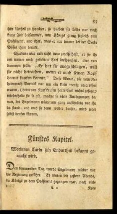 Fünftes Kapitel. Worinnen Carln sein Endurtheil bekannt gemacht wird.