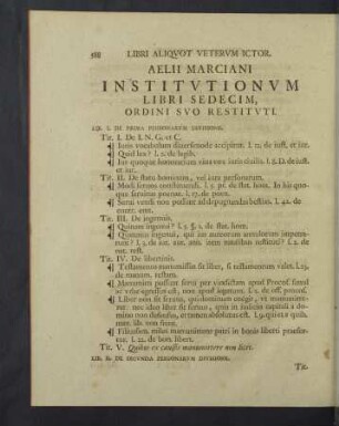 Aelii marciani institutionum libri sedecim