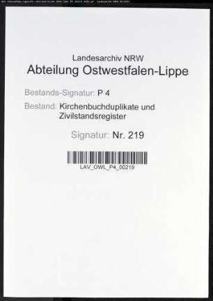 Zivilstandsregister der Munizipalität Schwerte (G 1811). (Gemeinde: Zivilstandsregister)