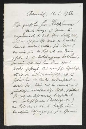 Brief von Alfred Jaks an Gerhart Hauptmann