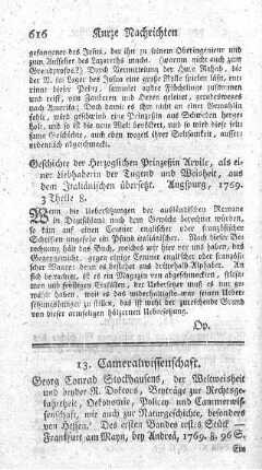 Beyträge zur Rechtsgelahrtheit, Oekonomie, Policey und Cammerwissenschaft, wie auch zur Naturgeschichte. Bd.1.,St.1.