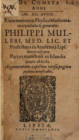 De cometa anni 1618 commentatio ...