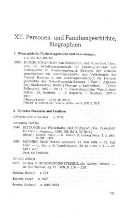 XII. Personen- und Familiengeschichte, Biographien