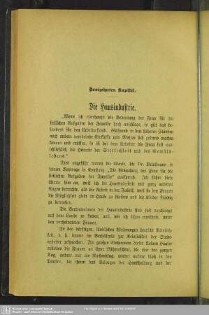 Dreizehntes Kapitel. Die Hausindustrie