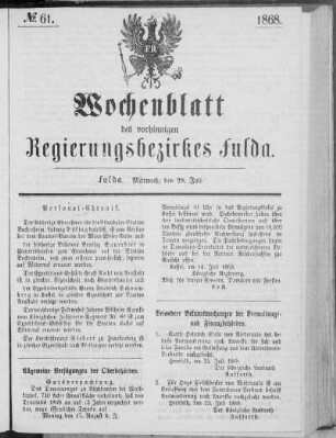 No. 61., Ausgabe vom 29. Juli 1868