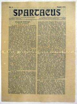 Mitteilungsblatt des Spartakus-Bundes ("Spartakus-Brief") zur Kriegslage und zur Situation in Russland