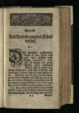 Vorrede: Von Verbesserung des Schulwesens [§. 1. - §. 42.]