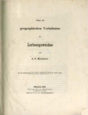 Über die geographischen Verhältnisse der Lorbeergewächse