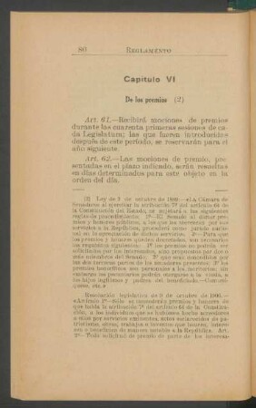 Capítulo VI - De los premios