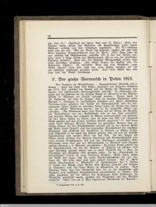 F. Der große Vormarsch in Polen 1915