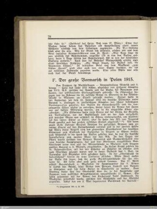 F. Der große Vormarsch in Polen 1915