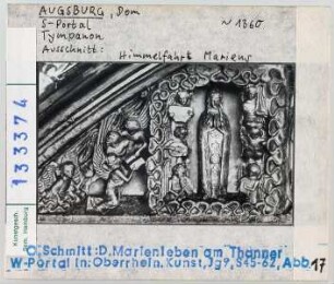 Augsburg, Dom: Südportal, Tympanon: Himmelfahrt Mariens