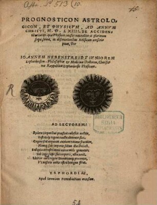 Prognosticon astrologicon et physicum : ad a. Chr. 1564